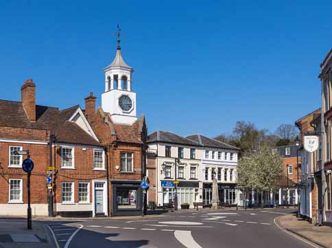 Ampthill high street and clock tower