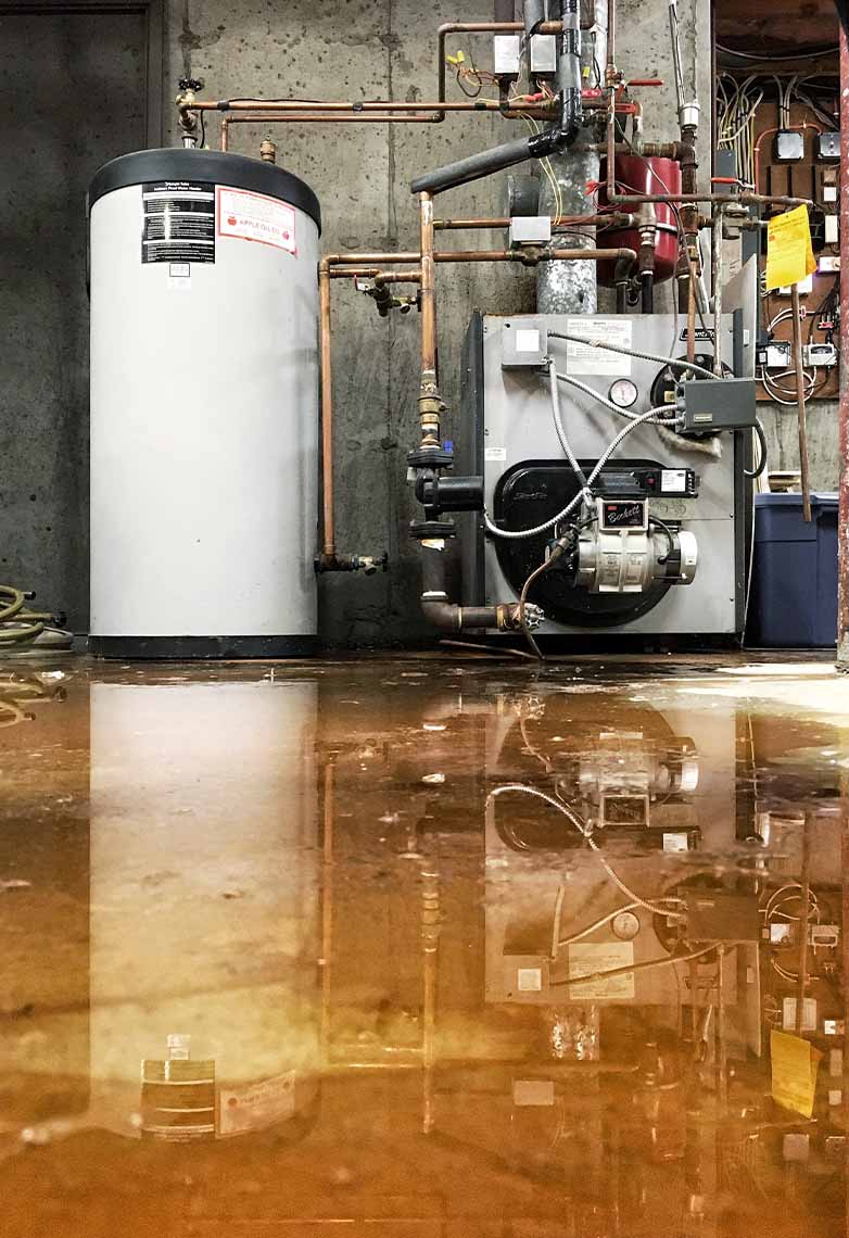 Flooded concrete floor